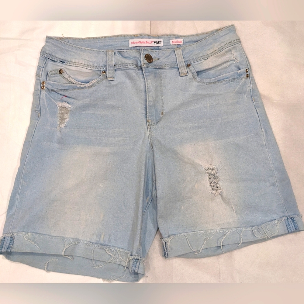 YMI Wanna Betta Butt? Juniors Distressed Denim Shorts - Picture 1 of 6